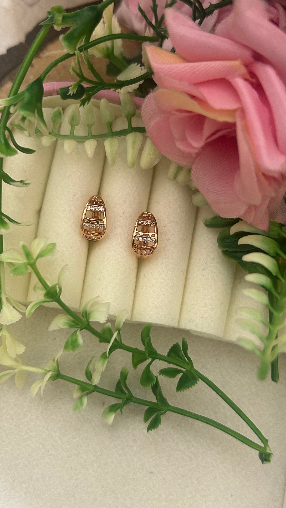 CZ Bali earrings with small lines