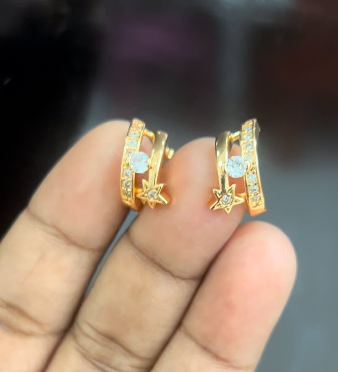 CZ Bali earrings with star symbol