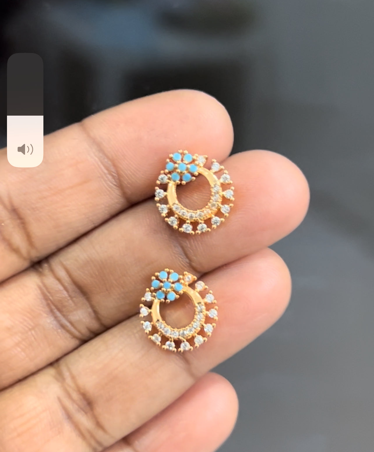 CZ round shape flower stud in colours