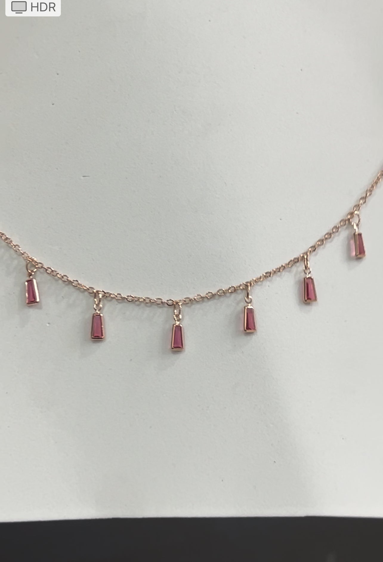 CZ chain set with red color stone drops