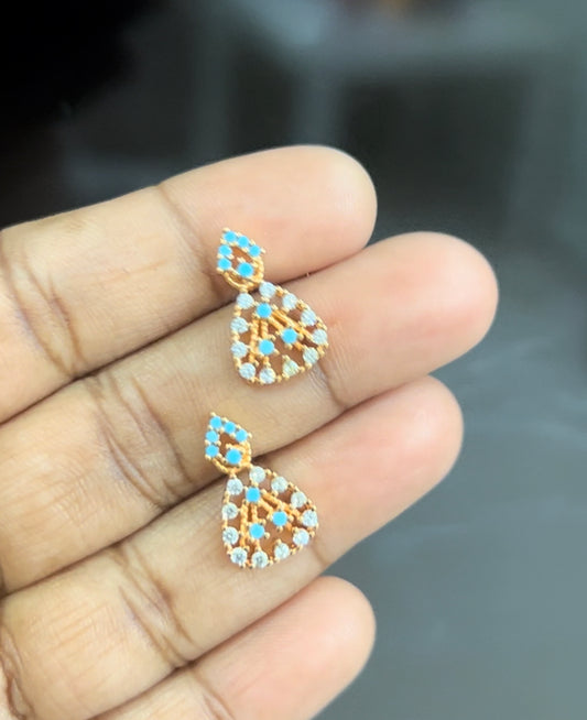 CZ full white n blue stones ear stud