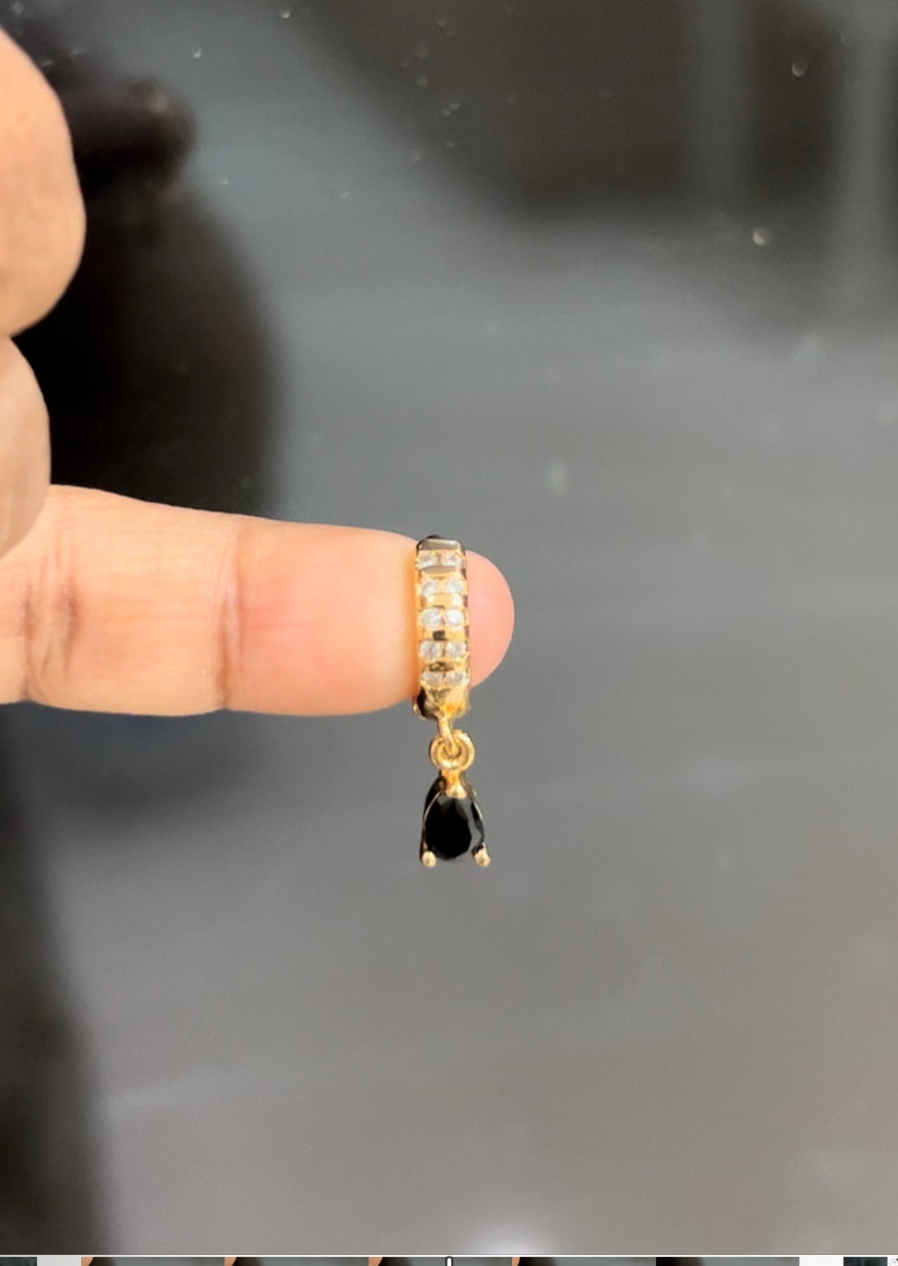 CZ Bali earrings with black stone drops