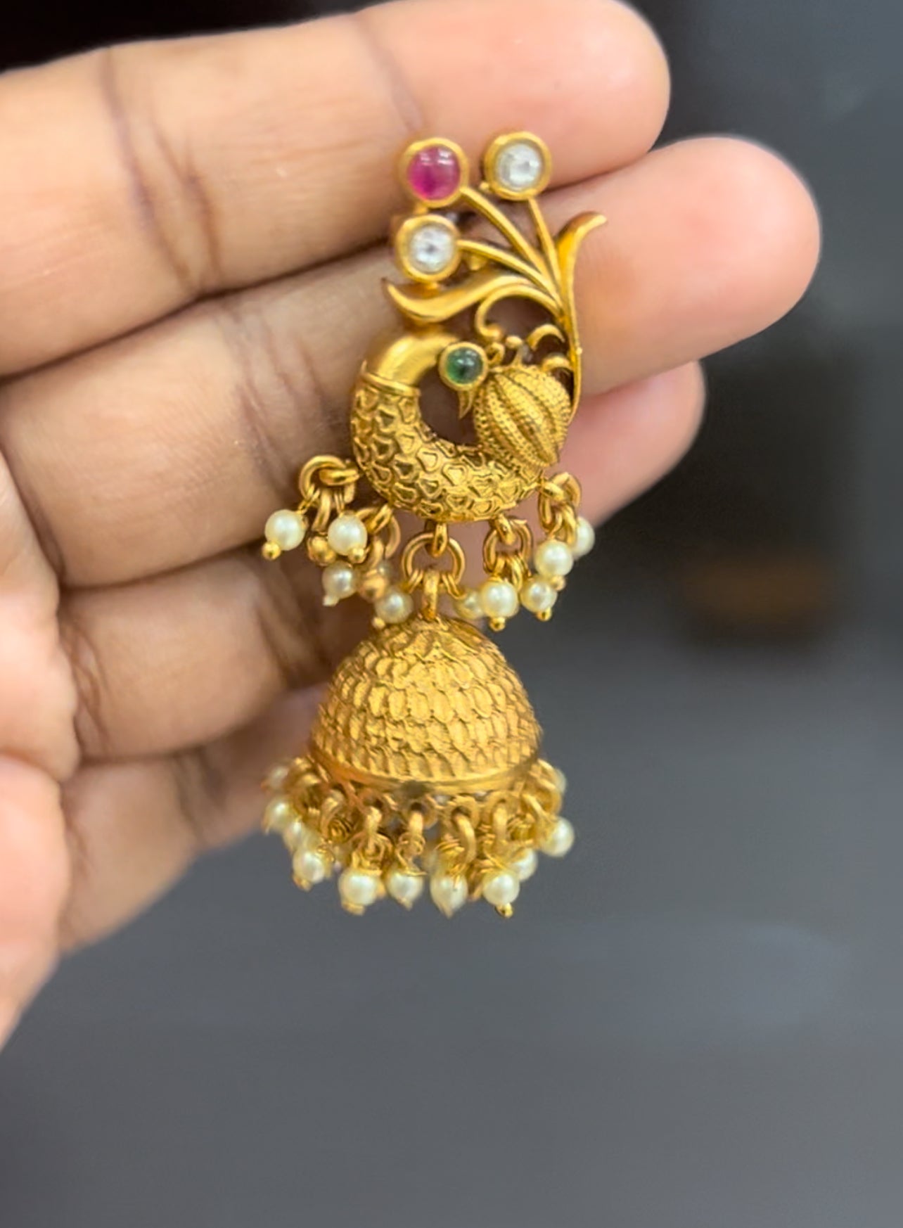 Peacock Jumkas with pearls