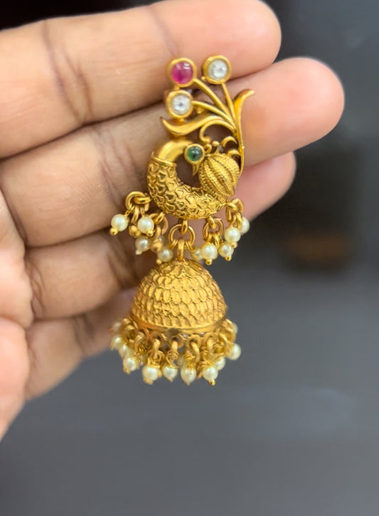 Peacock Jumkas with pearls