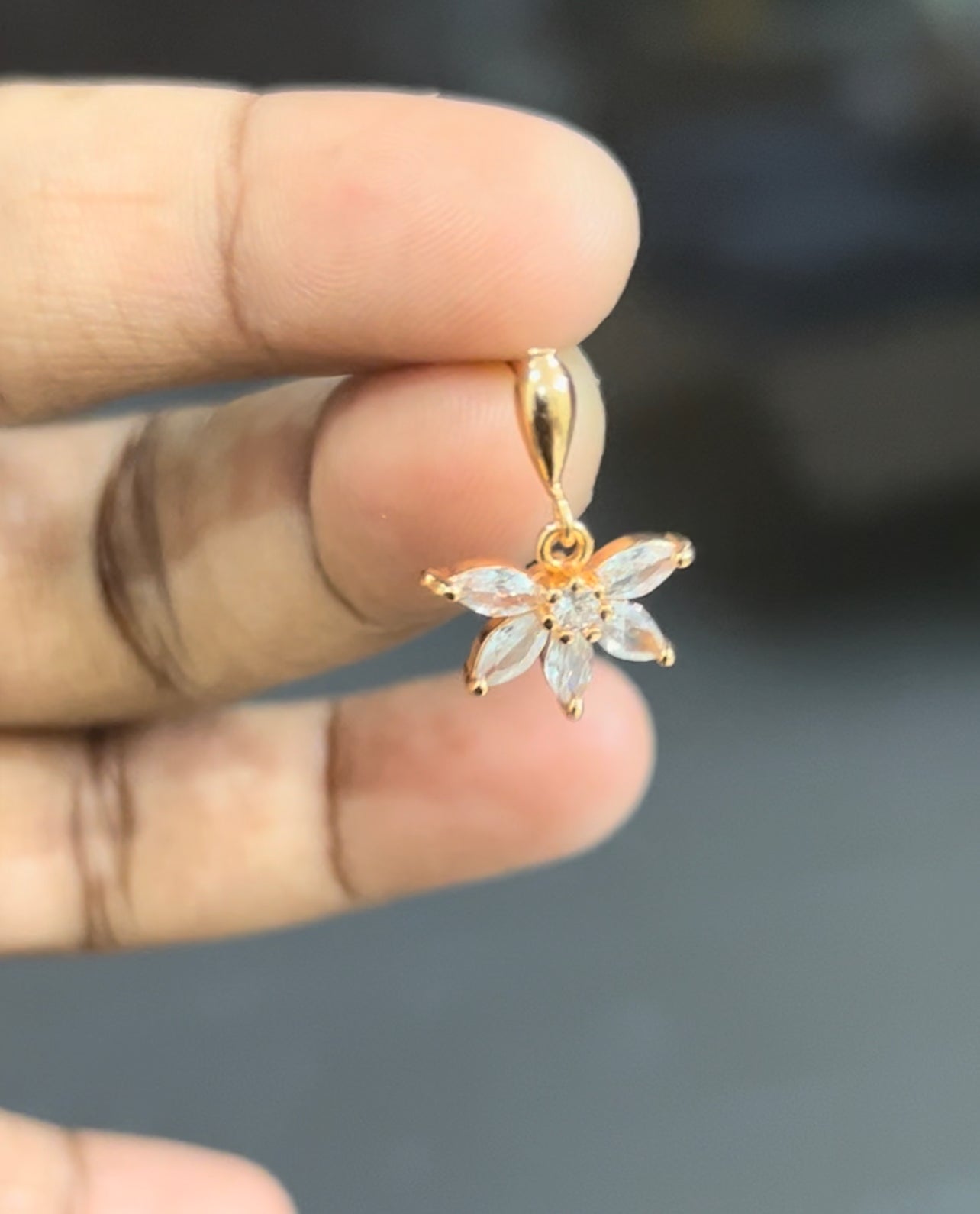 CZ flower hanging stud