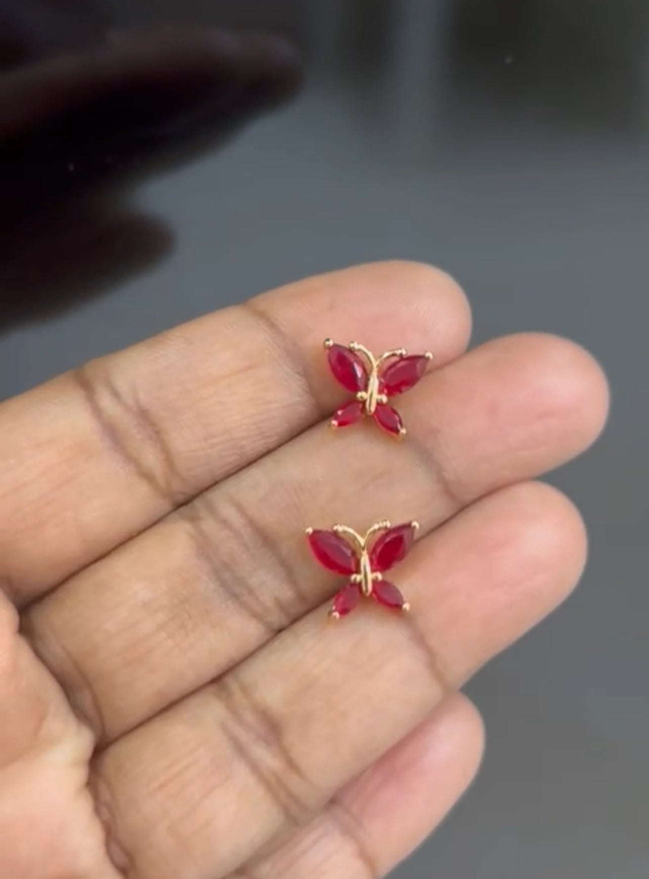 CZ butterfly stud in colour