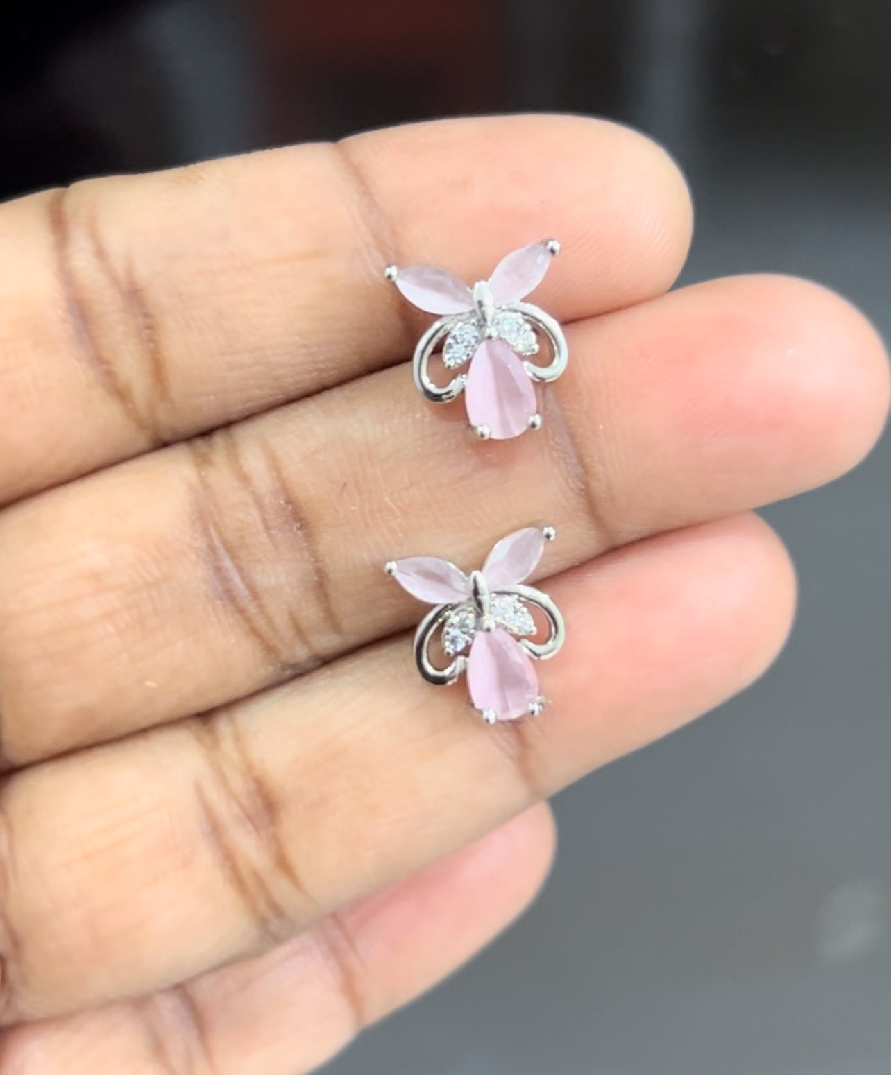 CZ butterfly stud in colour