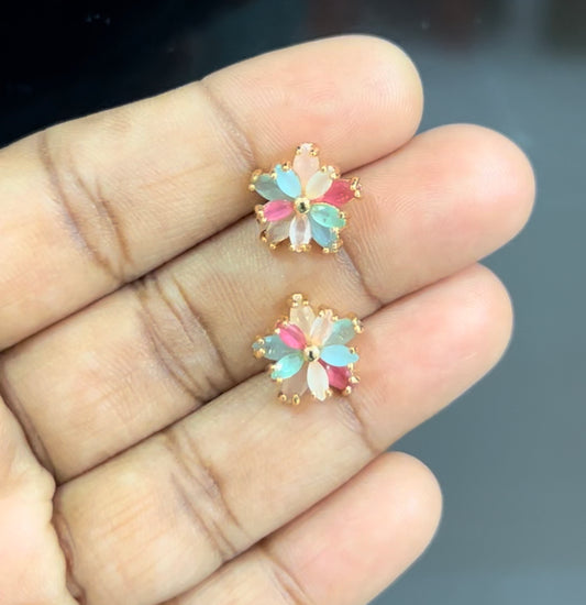 CZ 3D multicoloured flower design