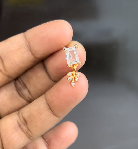 CZ white stone with leaf  hanging