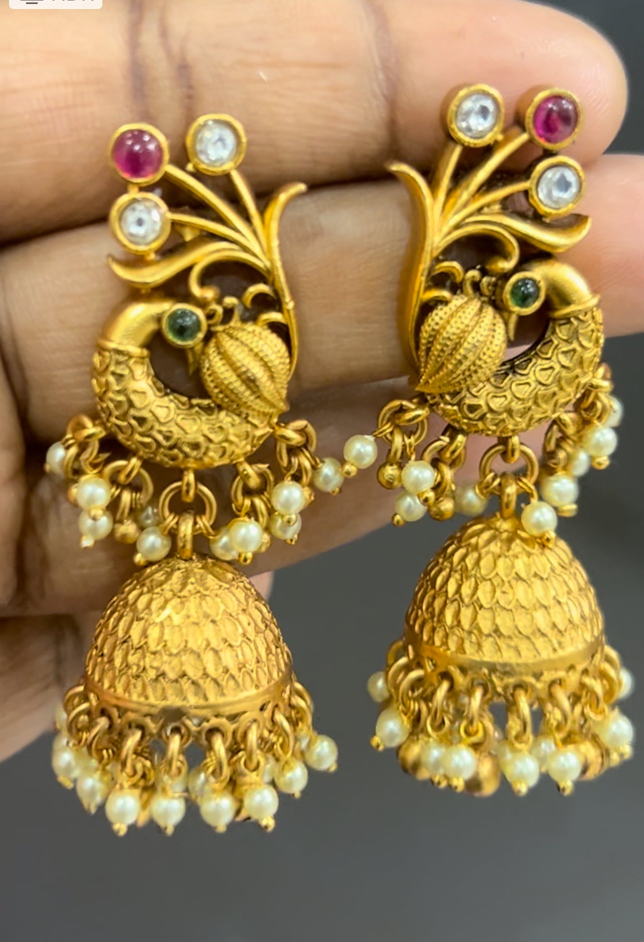 Peacock Jumkas with pearls