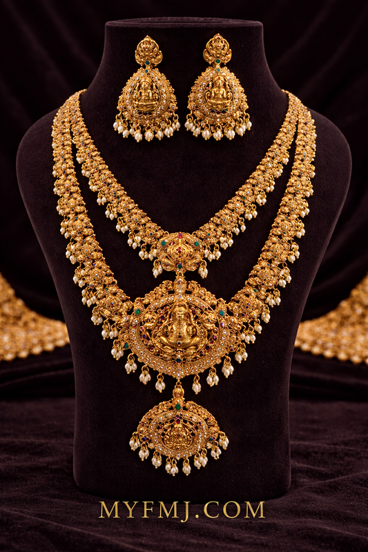 Traditional neckset pearl drops