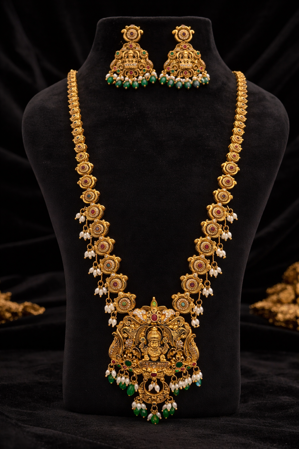 Combo lakshmi green drops neckset