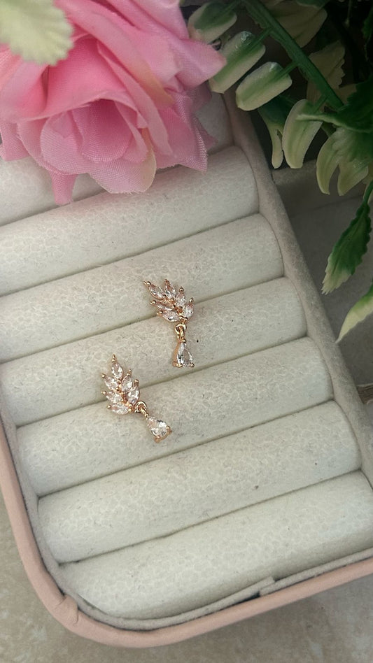 Crystal Leaf Drop Earrings