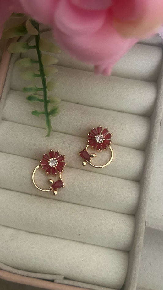 Petal Loop Blossoms – Dainty Floral Hoop Stud Earrings