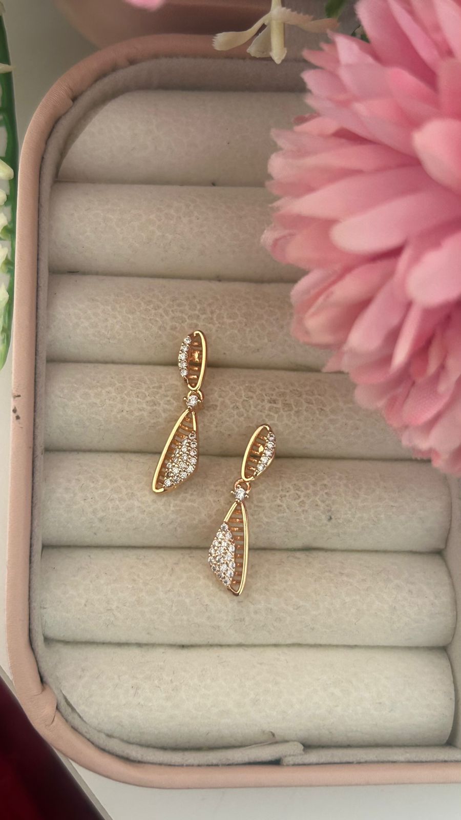 Statement Geometric Earrings with Gold Polish & Zircon Shine