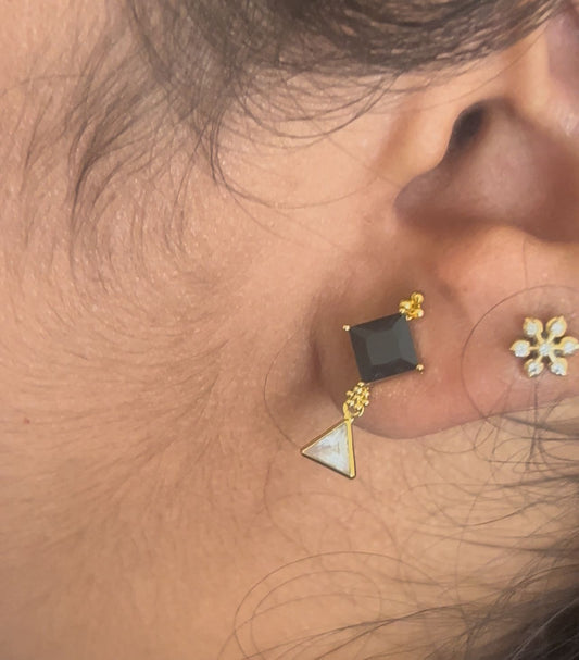 Panchaloham Dual-Shape Stud Earrings – Screw Back Collection