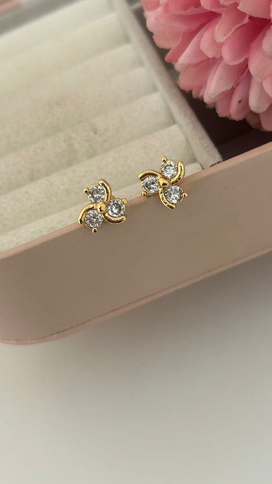Dainty Butterfly Diamond Stud Earrings in Panchaloham – Gold Plated Cute Daily Wear Earrings for Women