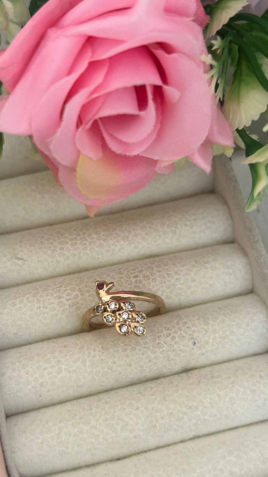 Panchaloam Gold Peacock Diamond Ring – Traditional Designer Finger Ring for Women