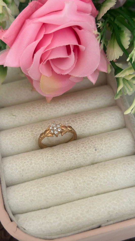 Panchaloam Gold Floral Cluster Diamond Ring – Elegant Designer Finger Ring for Women