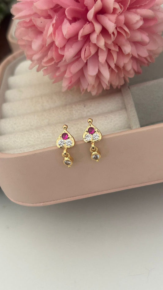 Panchaloam Gold Stud Earrings with Ruby & Emerald Stones – Traditional Designer Ear Studs for Women’s