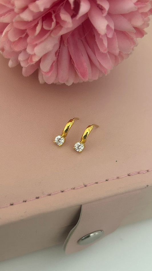 Elegant Gold Drop Earrings | CZ Diamonds & Green Stone Collection