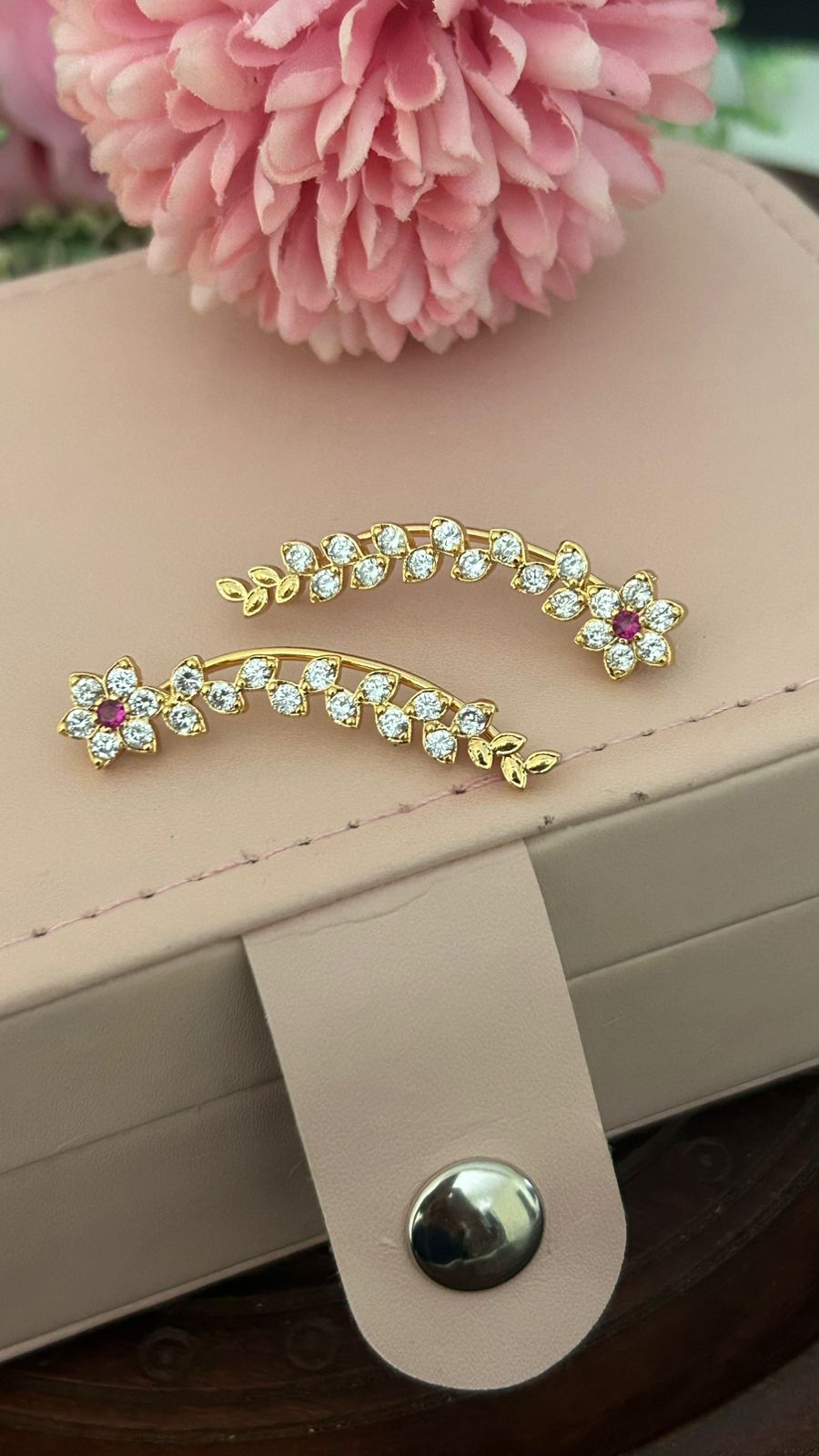 Panchaloham  Floral Ear cuffs Earrings in Gold Finish – Stylish Vine Design for Women & Girls