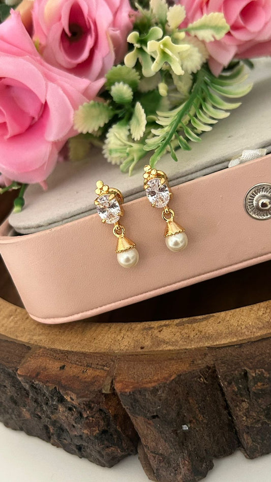 Panchaloham Pearl Drop Earrings In White Color