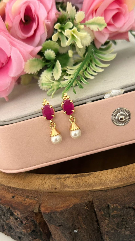 Panchaloham Ruby Pearl Drop Earrings