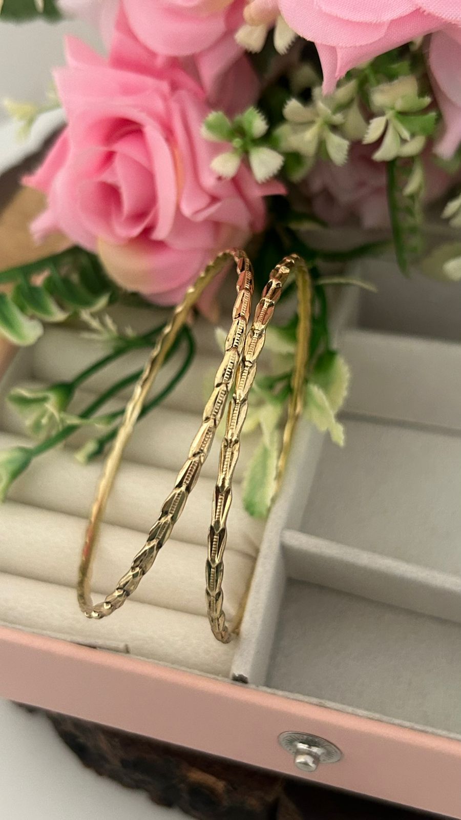 Lightweight Panchaloham Bangles for Daily Use – Gold Look Designer Pair of 2