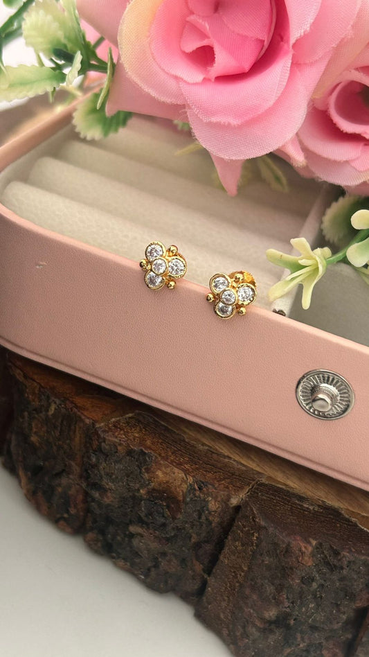 Classic Panchaloham White  Stud earrings– South Indian Heritage Jewelry Design