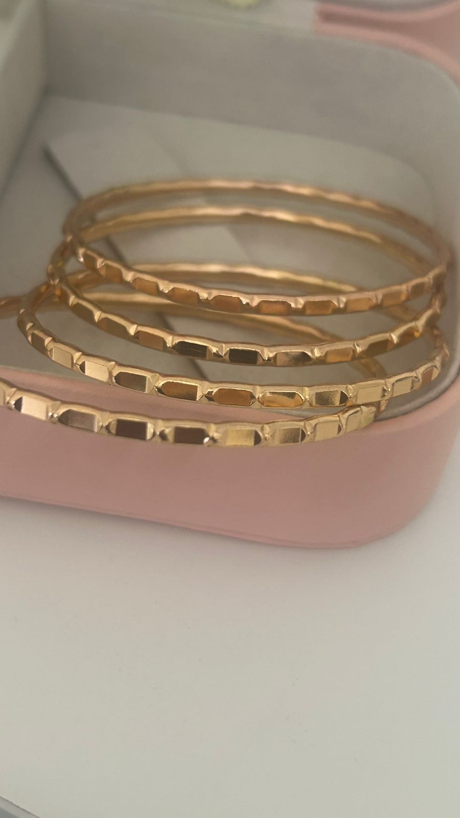 Divine Panchaloha Bangles (Pair of 4) | Strength & Stability Symbol Pattern | Unpolished Temple Finish