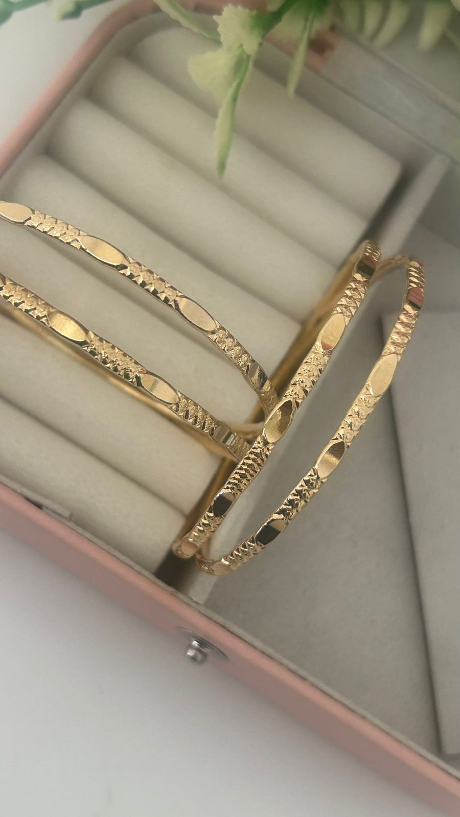 Antique Look Panchaloha Bangles (Set of 4) – Textured with Temple Symbol Motifs