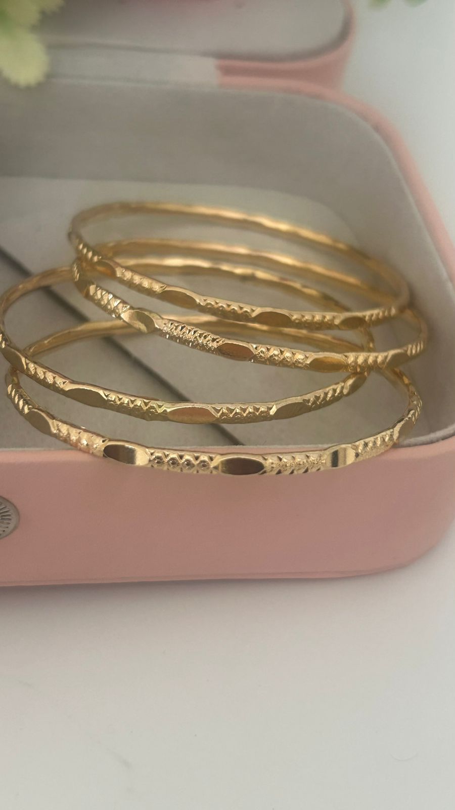 Antique Look Panchaloha Bangles (Set of 4) – Textured with Temple Symbol Motifs