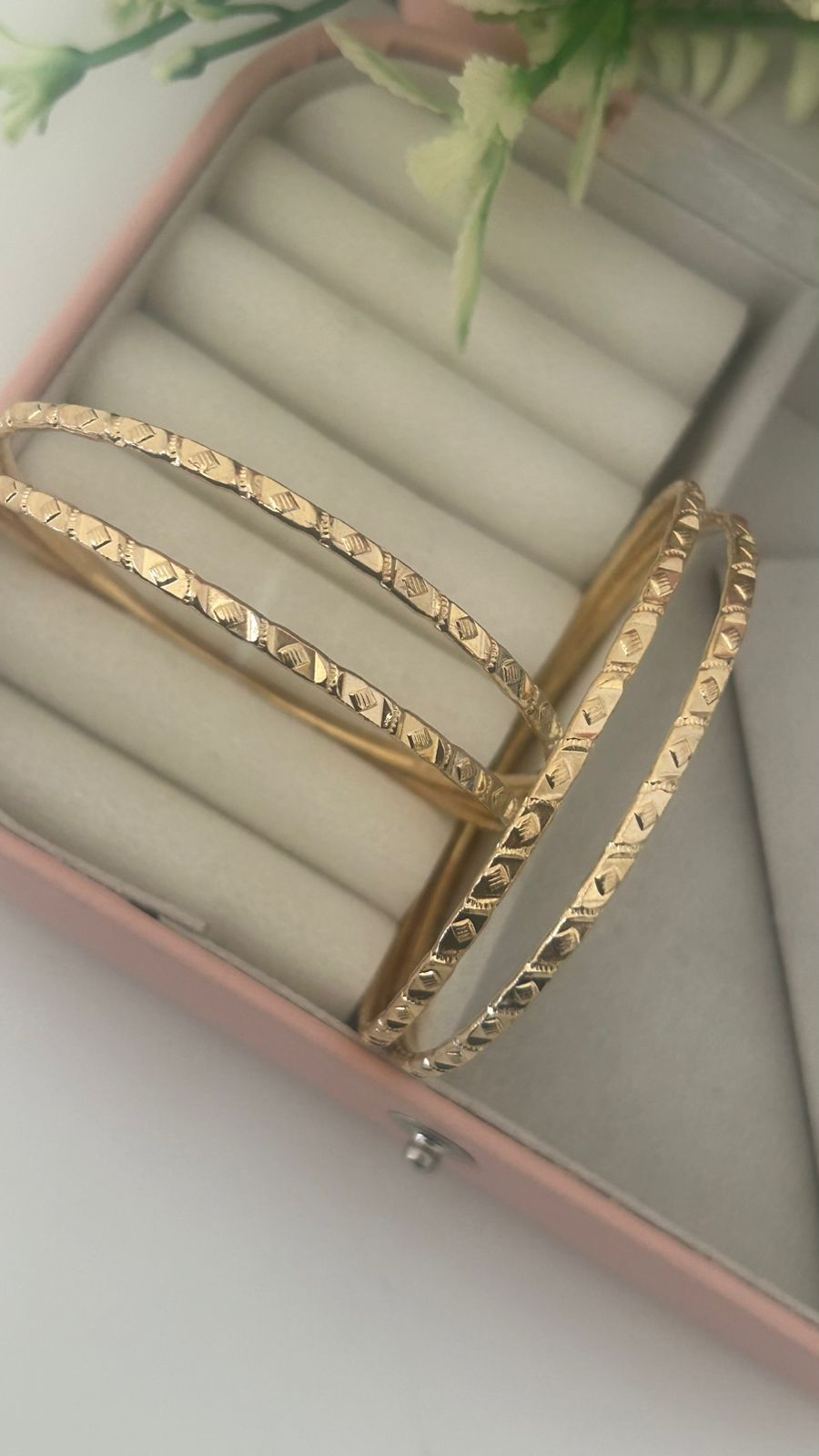 Handcrafted Panchaloha Bangles – Set of 4 | Symbolic Geometric Texture | Matte Gold Look