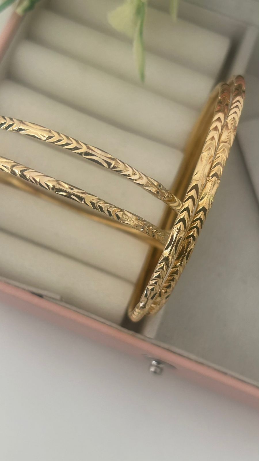 Handcrafted Panchaloha Bangles (Set of 4) | Unpolished Temple Design with Arrow Symbol Pattern