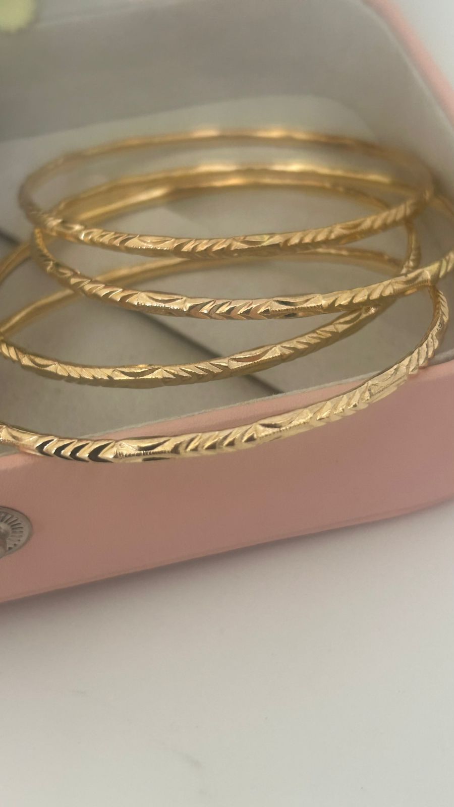 Handcrafted Panchaloha Bangles (Set of 4) | Unpolished Temple Design with Arrow Symbol Pattern