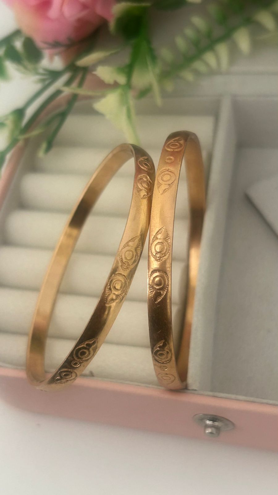 Authentic Panchaloha Bangles (Set of 2) | Unpolished Finish with Divine Eye Motif for Positive Energy