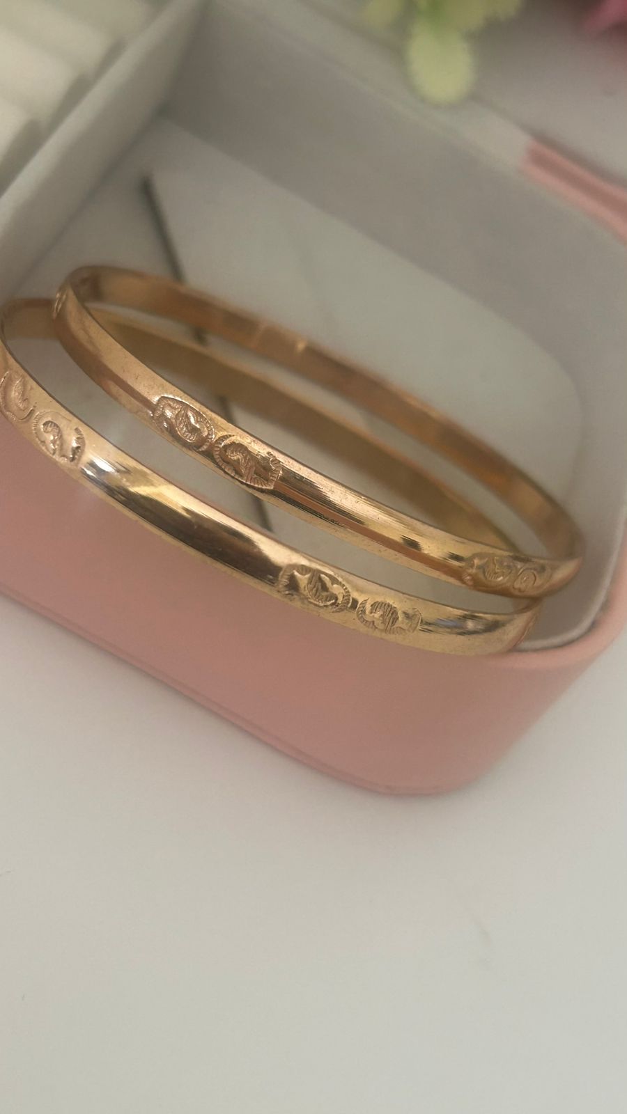 Traditional Panchaloha Bangles Pair of 4 | Unpolished Finish with Shankh & Wave Engraved Motifs