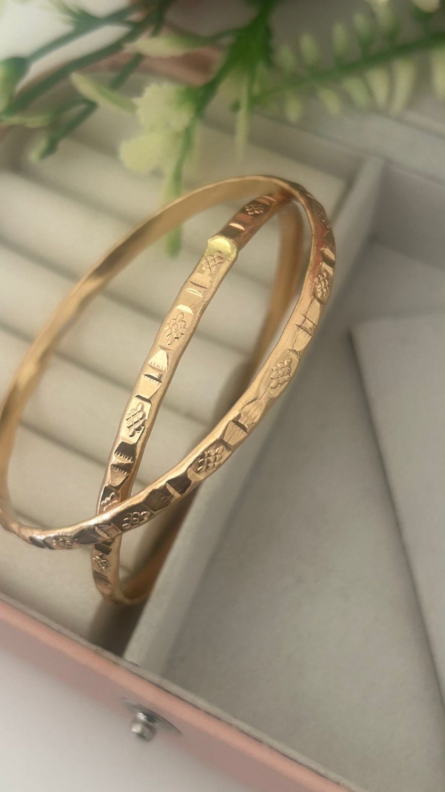 Handcrafted Panchaloha Bangles – Pair of 2 | Temple Engraving with Lotus & Kalasam Symbols