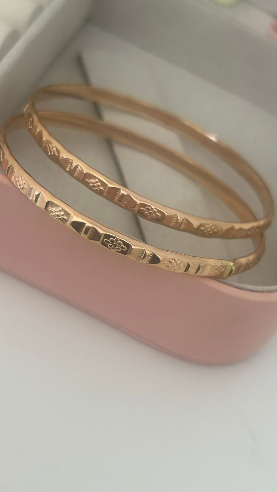 Handcrafted Panchaloha Bangles – Pair of 2 | Temple Engraving with Lotus & Kalasam Symbols