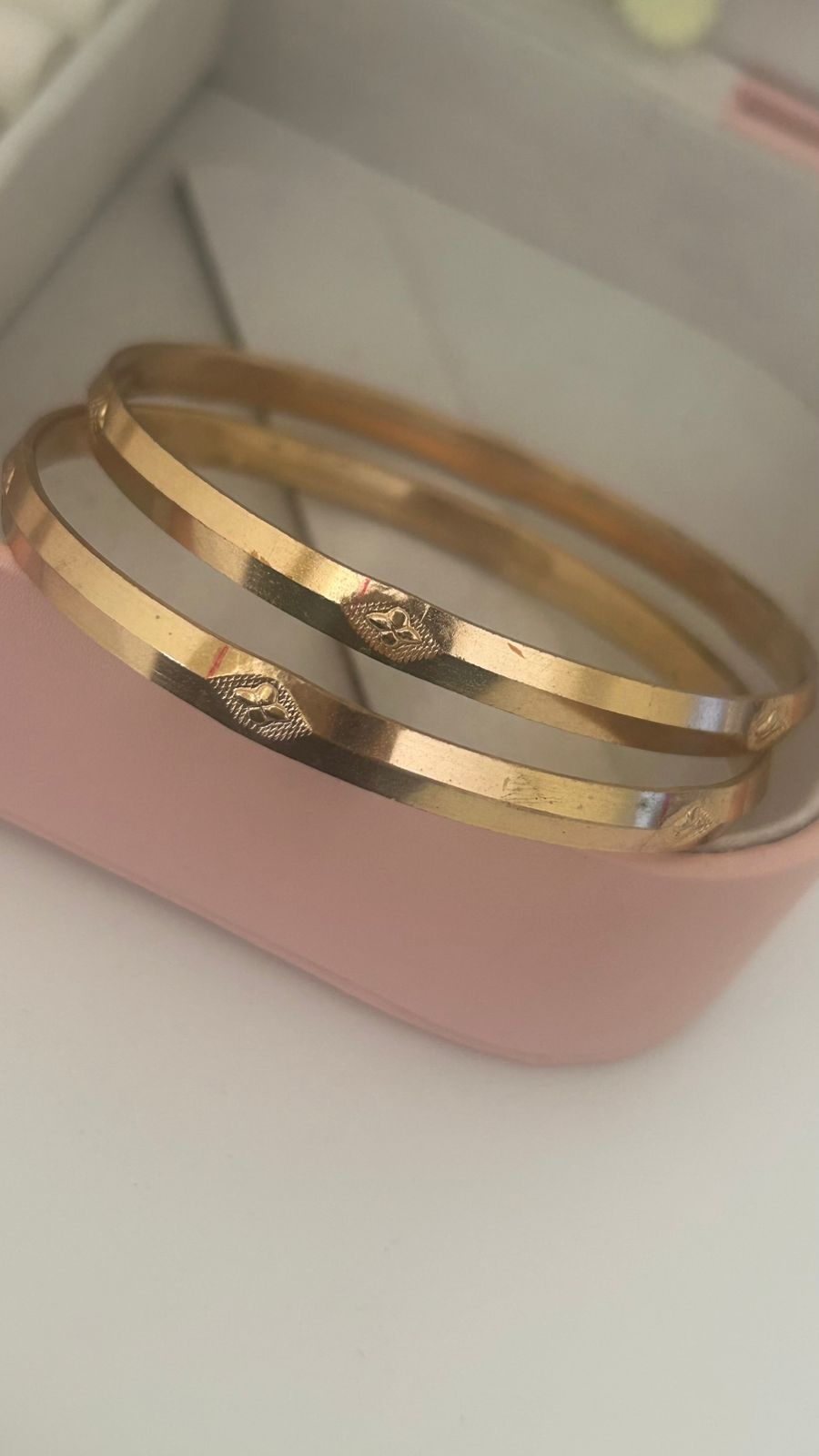 Divine Panchaloha Bangles – Pair of 2 | Sacred Leaf & Geometric Diamond Engravings | Temple Matte Finish