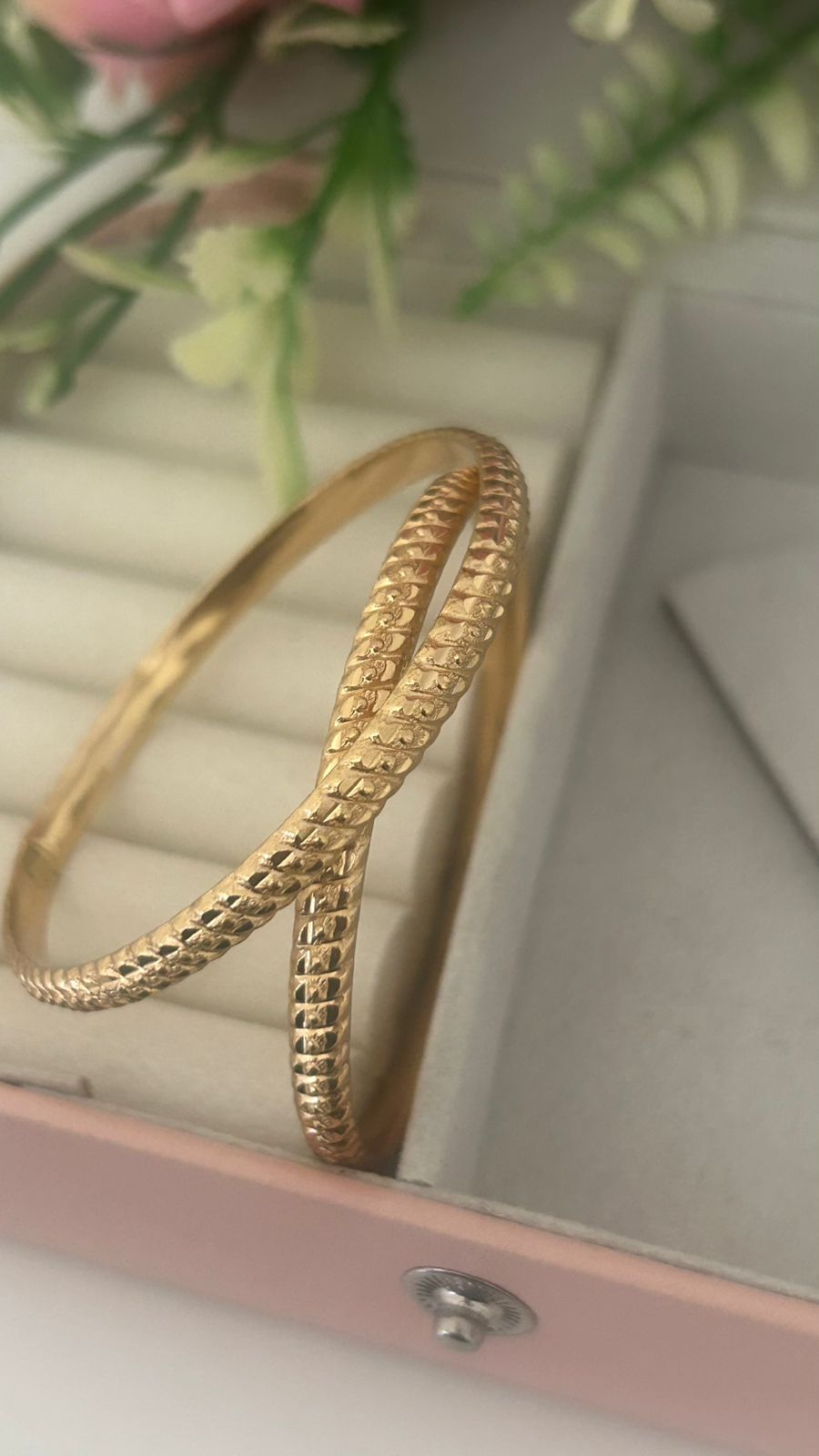 Handmade Panchaloha Bangles (Set of 2) – Unpolished Gold Finish Temple Jewelry”