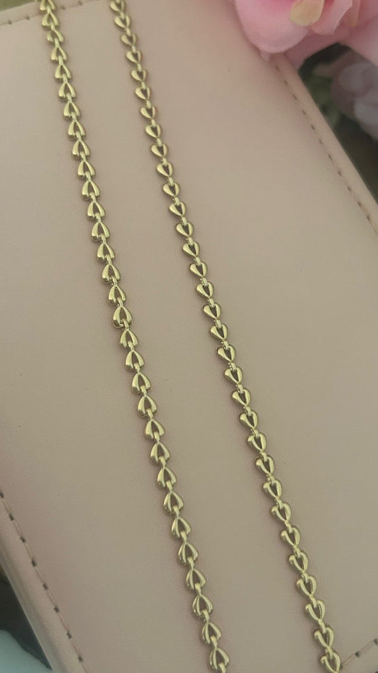 “Unpolished Panchaloham Heart Link Chain 24 Inches | Traditional Temple Jewellery for Women”