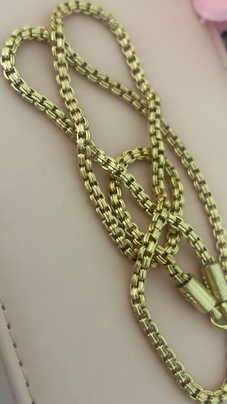“Unpolished Panchaloham Box Chain 24 Inches | 0.3 mm Thick Traditional Temple Jewellery for Men & Women”
