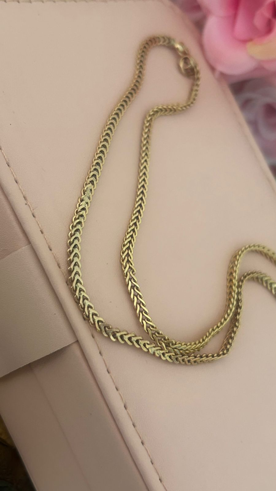 “Unpolished Panchaloham Flat Herringbone Chain 18 Inches | Traditional Temple Jewellery for Men & Women”