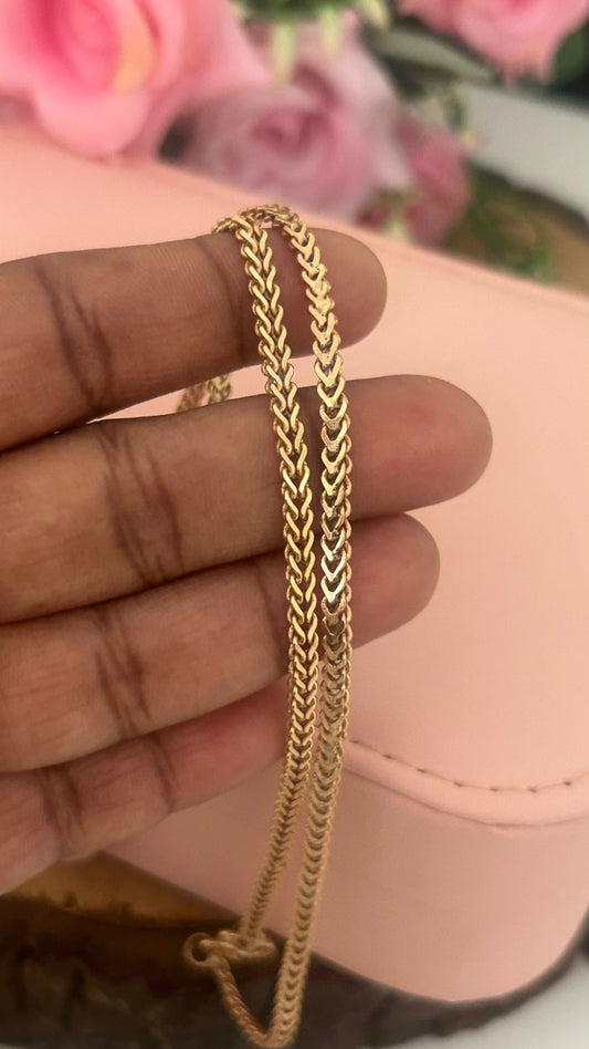 “Unpolished Panchaloham Flat Herringbone Chain 18 Inches | Traditional Temple Jewellery for Men & Women”