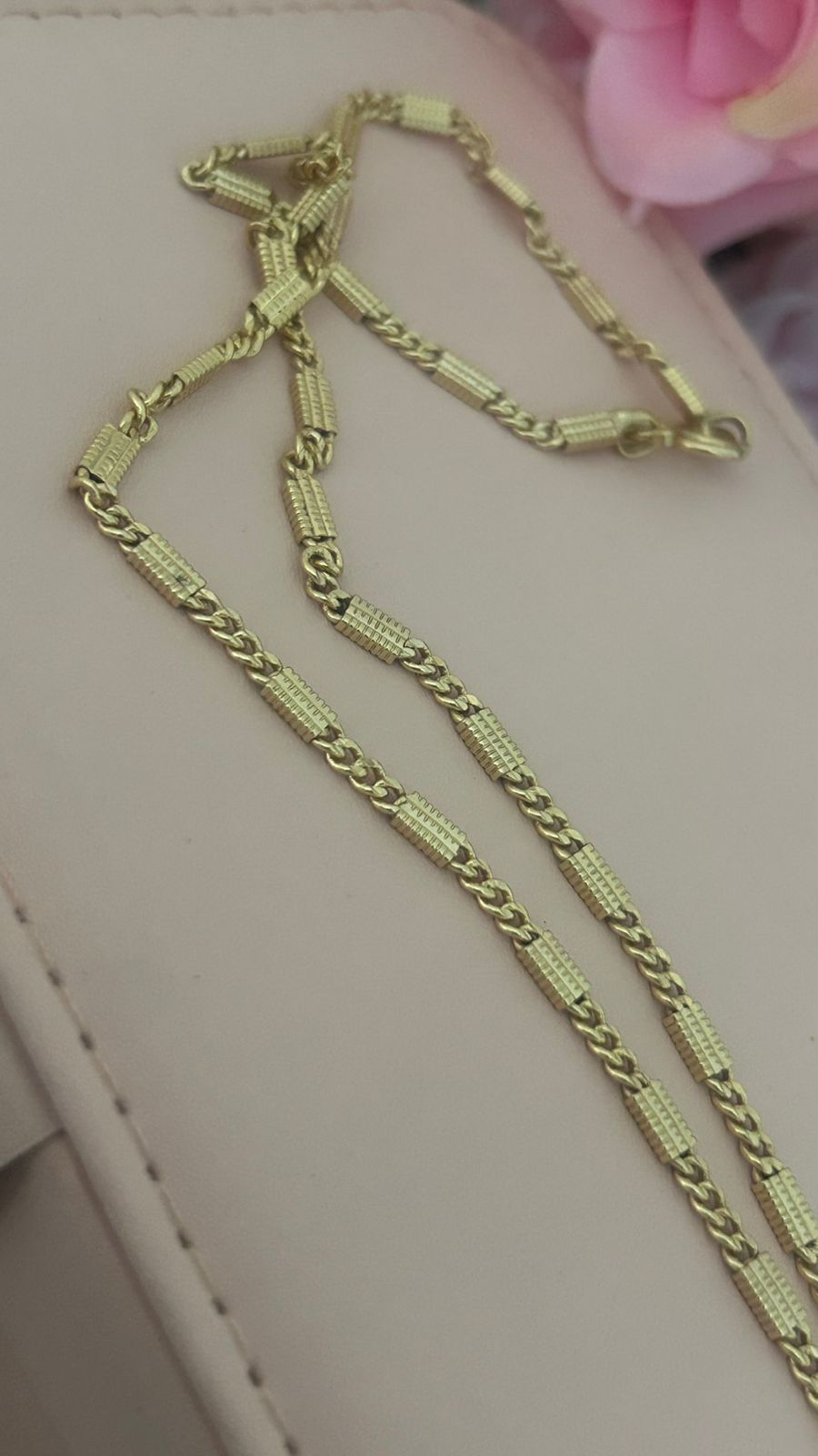 “Unpolished Panchaloham Barrel Link Chain 18 Inches | Traditional Temple Jewellery for Men & Women”