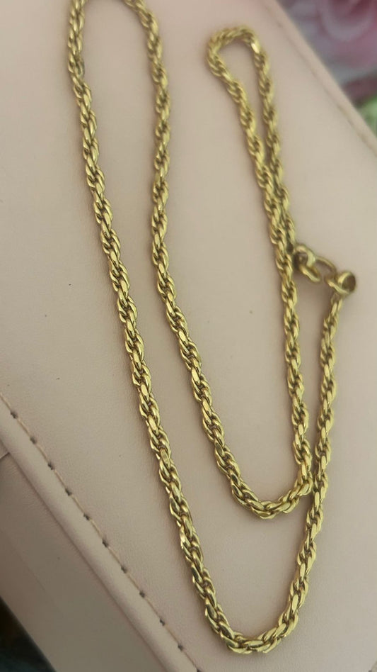 “Unpolished Panchaloham Rope Twist Chain 18 Inches | Traditional Temple Jewellery for Men & Women”