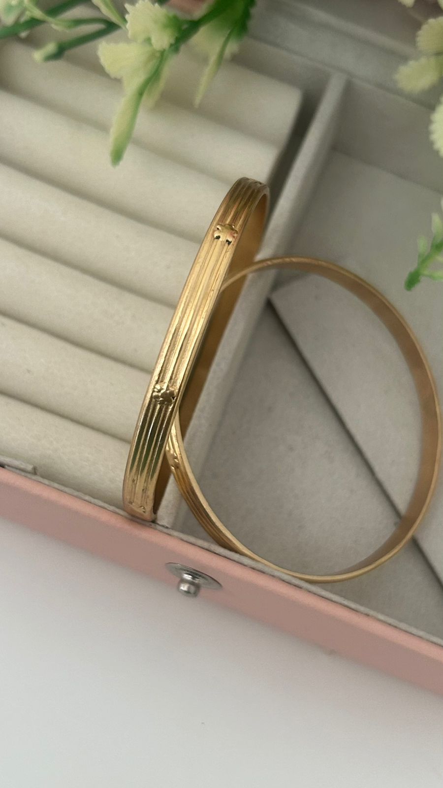 “Authentic Panchaloha Bangles (Pair of 2) – Antique Gold Finish, Unpolished Handmade Design