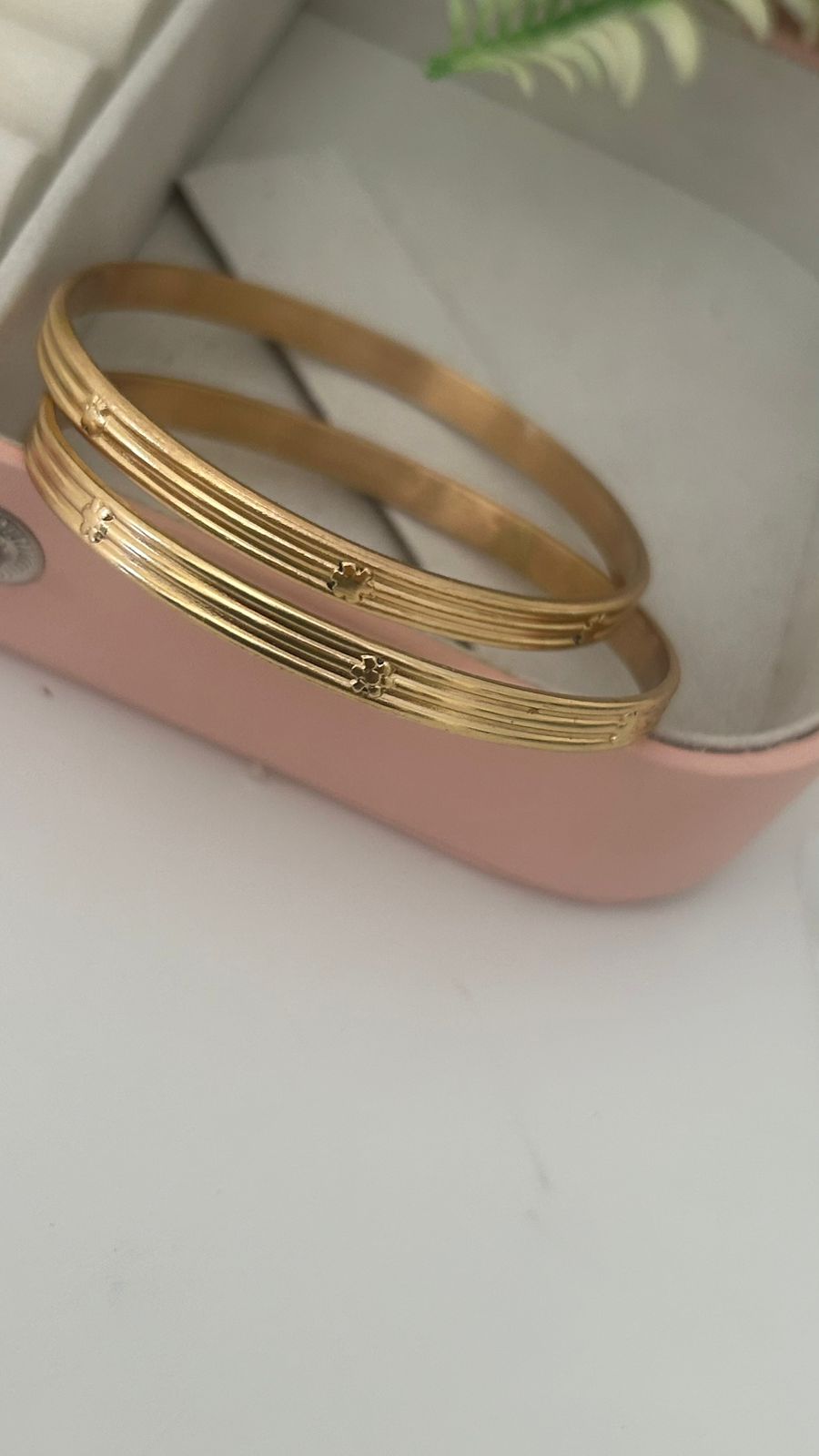 “Authentic Panchaloha Bangles (Pair of 2) – Antique Gold Finish, Unpolished Handmade Design